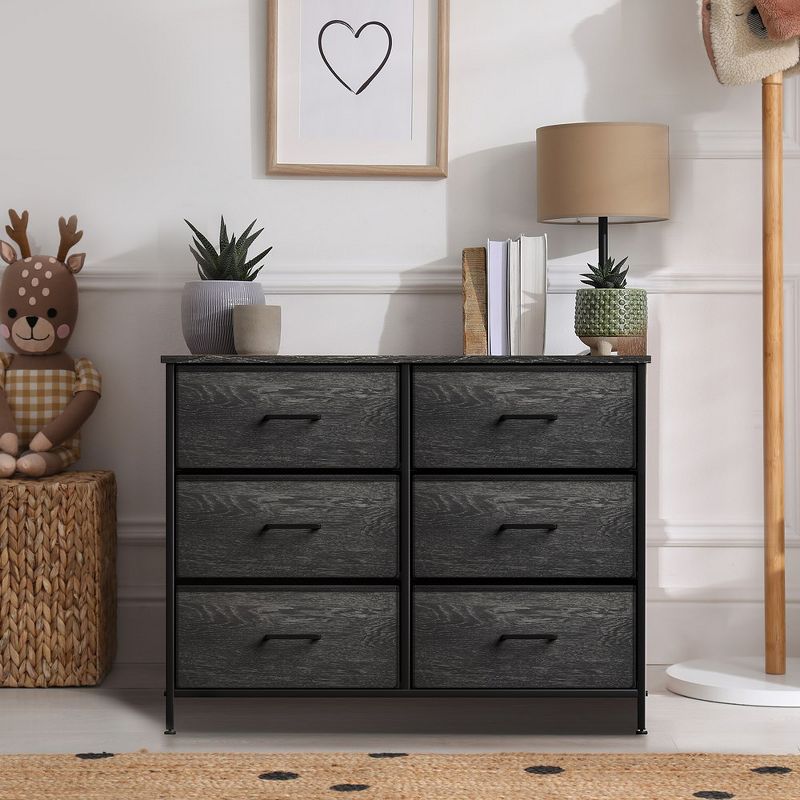 Sorbus 6 Drawers Dresser- Storage Unit with Steel Frame, Wood Top, Fabric Bins - for Bedroom, Closet, Office and more, 2 of 9