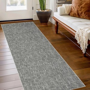 Acekool 5x7 Machine Washable Rug, Modern Non-Slip Minimalist Area Rug, Stain Resistant, Foldable Neutral Accent Carpet for Living Room, Black - 1 of 4
