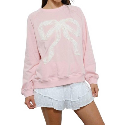 Women's Lace Bow Sweatshirt - Pretty Garbage