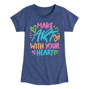 Girls' - Instant Message - Make Art With Your Heart Fitted Short Sleeve Graphic T-Shirt - 1 of 4