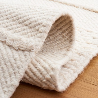 Ivory Handwoven Wool Flatweave Area Rug, 3' x 5'