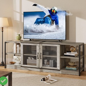 Farmhouse TV Stand for 65/75 inches TVs Industrial Entertainment Center w/Double Mesh Doors and Storage Cabinet - 1 of 4