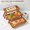 Attop 3 Tier Serving Tray Acacia Wooden Tiered Tray Stand Foldable Dessert Table Display Set Decor Charcuterie Boards for Party - 4 of 4