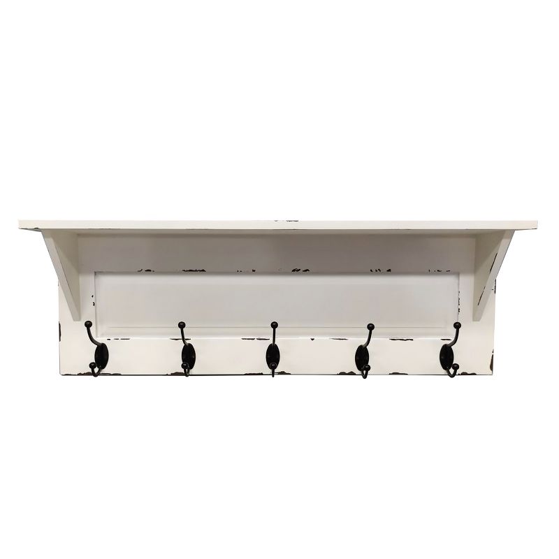 VIP Wood 28 in. White Wall Mounted Shelf with Hooks, 1 of 2