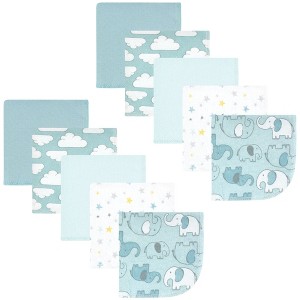 Hudson Baby Infant Boy Flannel Washcloths, Boy New Elephant 10Pk, One Size - 1 of 4