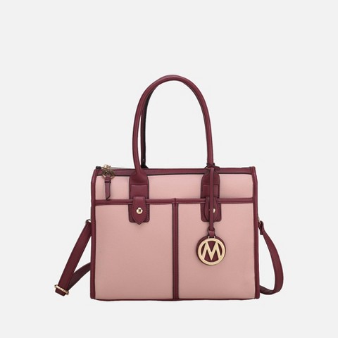MKF Collection Livia Women's Satchel Bag Vegan Leather by Mia K - Pink Wine