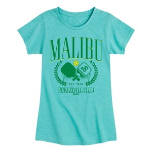 Girls' - Barbie - Malibu Pickleball Fitted Short Sleeve Graphic T-Shirt - 1 of 4