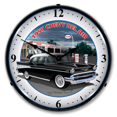 Collectable Sign & Clock | 1957 Chevy Esso LED Wall Clock Retro/Vintage, Lighted