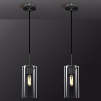 CityFurn 1-Light Cylinder Glass Pendant for Kitchen Island