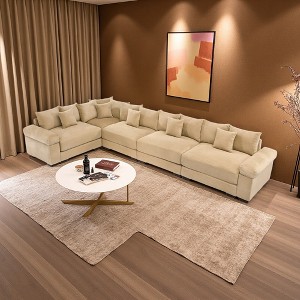 154.6" Corduroy Cloud L-Shaped Modular Sectional Sofa with Thick Cushions & Wide Armrests - 1 of 4