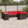 vidaXL 10 Piece Garden Sofa Set with Cushions Poly Rattan - Brown - 2 of 4