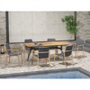Planked Wood & Textured Weave 6Piece Outdoor Dining Set Metal Frame Table & Angled Stool Seats for Backyard - 2 of 4