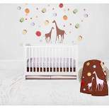 Bacati - Baby & Me Giraffe, Orange/Green/Blue/Red/Brown 3 pc Crib Bedding Set
