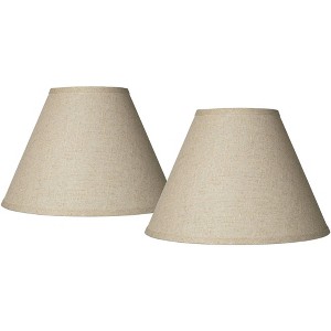 Springcrest Set of 2 Empire Lamp Shades Fine Burlap Medium 6.5" Top x 15" Bottom x 10.75" Slant Spider Replacement Harp and Finial - 1 of 4