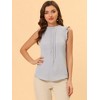 INSPIRE CHIC Women's Ruffled Curved Hem Business Office Vintage Sleeveless Blouse - 3 of 4