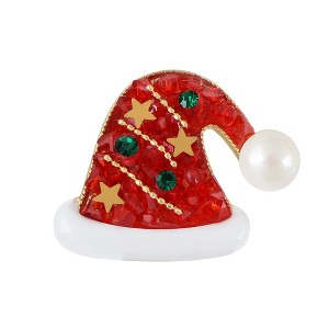 Anna-Kaci Golden Tone Christmas Brooch Pins Sparkly Rhinestones Enamel Lapel Pin for Women - 1 of 4