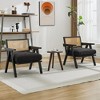 Mid-Century Farmhouse Accent Chair - Wood Armchair with Rattan Backrest & Linen Cushion for Living Room, Bedroom - Easy Assembly - 2 of 4