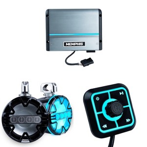 Memphis Audio MM105TB 10" Black Tower Speakers with Advanced Tower Array with MM600.2V 2-Channel Marine Amplifier and SBT4 Bluetooth Receiver Contr... - 1 of 4
