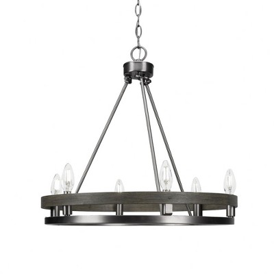 Toltec Lighting Belmont 6 - Light Chandelier in  Graphite/Distressed Wood