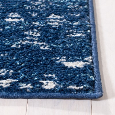 Boho-Chic Blue/Ivory Geometric Hand-Knotted Runner Rug