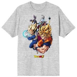 Dragon Ball Super Character Group Shot Adult Athletic Heather Crew Neck Short Sleeve T-shirt - 1 of 3