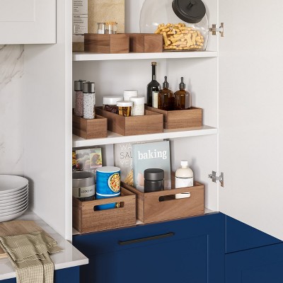 Seville Classics 9-Piece Acacia Wood Pantry Kitchen Storage Organizer Box Set — фото 2