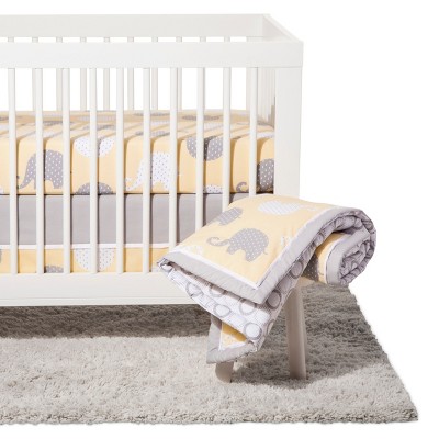 yellow and gray crib bedding