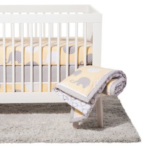 NoJo Crib Bedding Set 8pc - Elephant Dream - Yellow/Gray