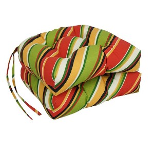 Blazing Needles, 16-inch Spun Polyester Outdoor U-shaped Tufted Chair Cushions (Set of 2) - 1 of 2