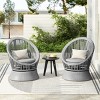 Outdoor Patio Wicker Lounge Chair, Wicker Chaise with Stylish Round Design, Lounge Chair with Iron Frame and PE Cushions-Coolbibila - 2 of 4