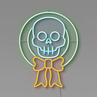LED Wreath Faux Neon Sign Halloween Novelty Silhouette Lights Orange/White/Green - Hyde and EEK! Boutique™