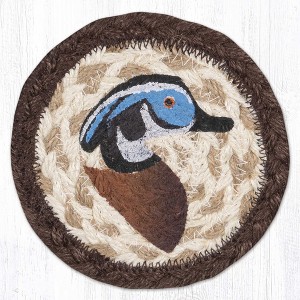 Earth Rugs Duck Coaster – Wood Duck Bird Print Rustic Farmhouse Style 5"x5" - 1 of 3