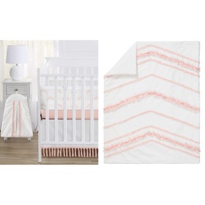 Sweet Jojo Designs Girl Crib Bedding + BreathableBaby Breathable Mesh Liner Boho Fringe Blush Pink and White 6pc - 1 of 4