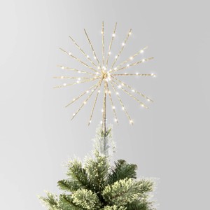 14" Pre-lit Dewdrop Glittered Starburst Christmas Tree Topper Champagne with Cool White Twinkle/Warm White Steady Lights - Wondershop™ - 1 of 4