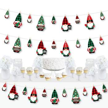 Big Dot of Happiness Red and Green Holiday Gnomes - Christmas Party DIY Decorations - Clothespin Garland Banner - 44 Pieces