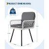 Patio Dining Chairs Set of 4 with Black Metal Frame & White Hand-Woven Rattan, Porch Armchairs with Cushion for Indoor, Garden, Balcony, Deck - 3 of 4
