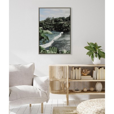 Aloha Kai Coastal Landscape Framed Canvas Print, 23x33, Gray