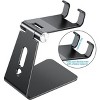 Attop Adjustable Cell Phone Stand, Aluminum Desktop Cellphone Stand with Anti-Slip Base and Convenient Charging Port, Fits All Smart Phones, Silver - 2 of 4