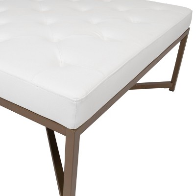 Camber Modern Large Tufted Square Ottoman - Bronze White
