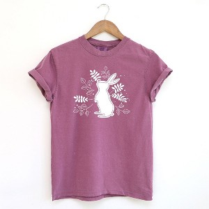 Simply Sage Market Women's Floral Bunny Short Sleeve Garment Dyed Tee - 1 of 3