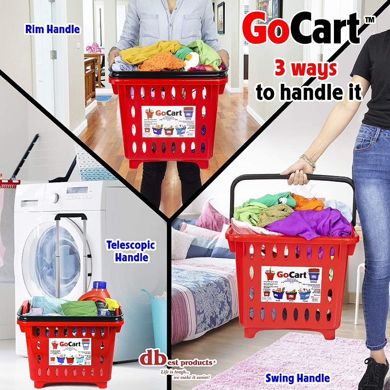 dbest products GoCart, Grocery Cart Shopping Laundry Basket on Wheels, 4 of 5