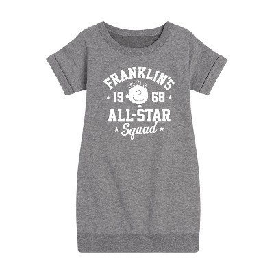 - Peanuts - Franklins All Star Squad Graphic Short Sleeve Fleece Dress