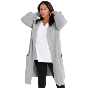 June + Vie by Roaman's Women's Plus Size Open-Front Cardigan - 1 of 4