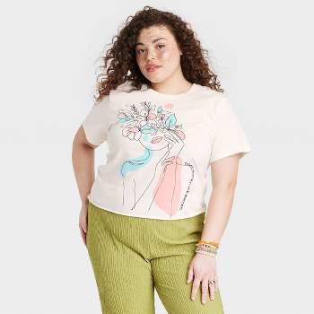 Women's Transgender Silhouette Short Sleeve Graphic T-Shirt - Cream 3X
