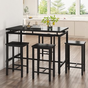 Hooseng 4-Person Small Space Family 5pcss Dinig Table Set, Kitchen Pub Table Set, Farmhouse Style 5pcs Dining Room Table Set - 1 of 4