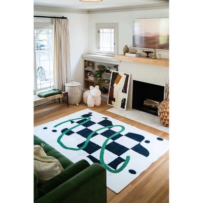 Lany Space Black and White Checkered Rug