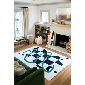Lany Space Black and White Checkered Rug - 1 of 4
