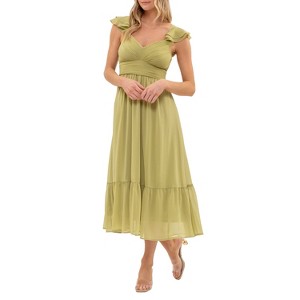 August Sky Women's Flutter Cap Sleeve Midi Dress - 1 of 4