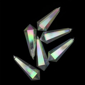 Northlight Iridescent Shatterproof Diamond Icicle Christmas Ornaments - 5.5" - Clear - 6ct - 1 of 1