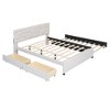 TIRAMISUBEST Full/Queen Size Upholstered Platform Bed with Brick Pattern Headboard, Linen Fabric Bed Frame with Trundle and 2 Drawers - 3 of 4
